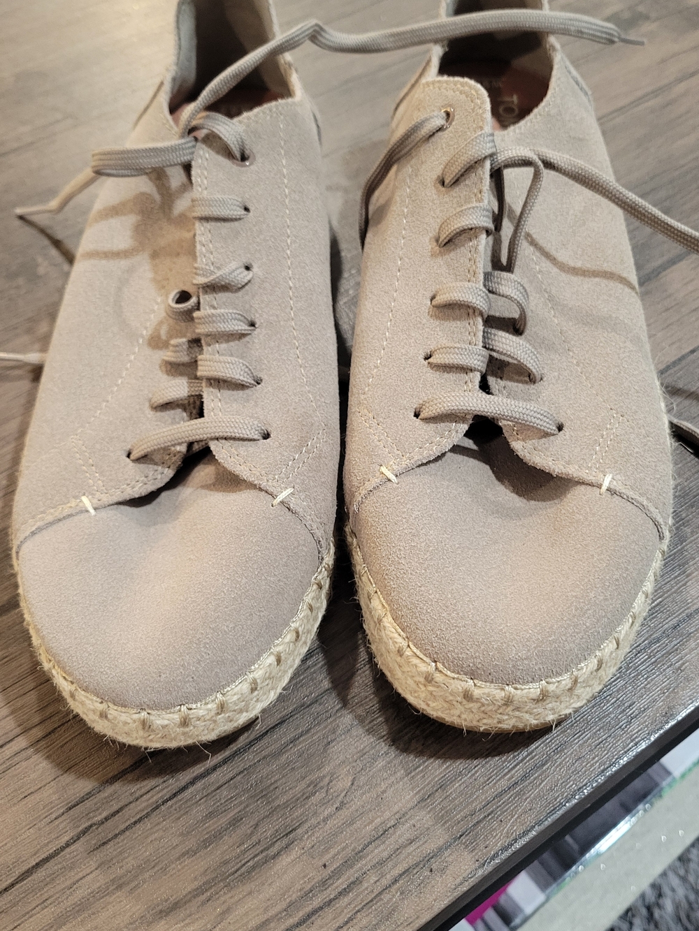 Toms Taupe Suede Lace-Up Espadrille Sneakers